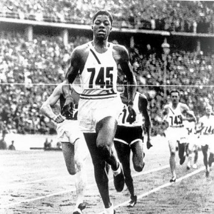 John Woodruff University of Pittsburgh student John Woodruff crosses the finish line victorious at the 1936 Olympic Games in Berlin. When he returned home, however, he wasn't allowed to travel with his Pitt teammates to compete in meets in the South.