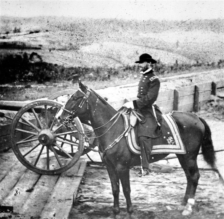 atlanta4 In this 1864 picture, Gen. William T. Sherman inspects battlements in Atlanta prior to his "march to the sea" during the Civil War. After his capture of Atlanta, Sherman went on to capture Savannah and divide the Confederate States of America.