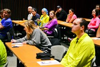  Marathon runners participate in a nutrition/training seminar at UPMC Montefiore Hospital.