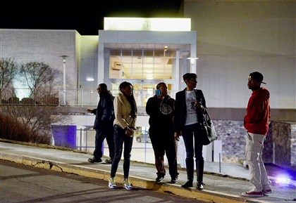 20150207bwShootingLocal02.jpg 20150207bwShootingLocal02 People outside the Monroeville Mall after it was secured after three people were shot in the mall Saturday night.