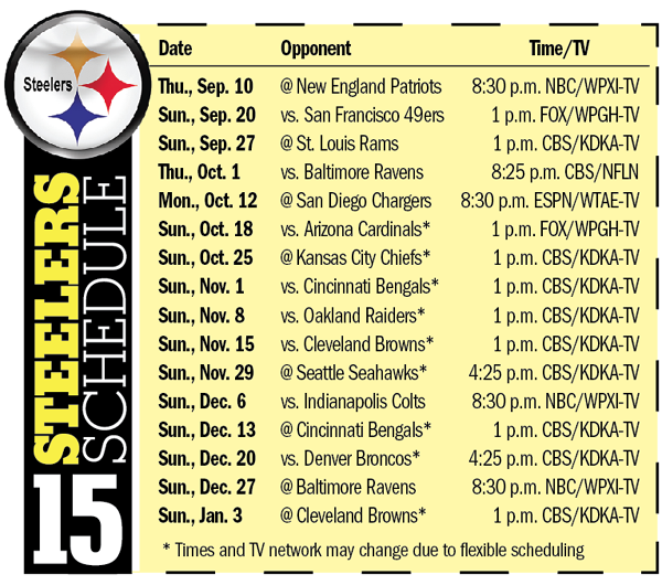 Image result for steelers schedule 2015