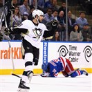  Kris Letang celebrates his empty net goal during Game 3 Tuesday against the Rangers.