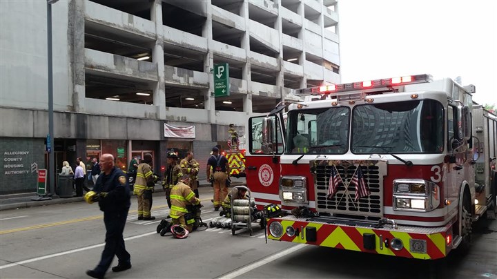 None hurt after SUV catches fire inside Downtown parking garage