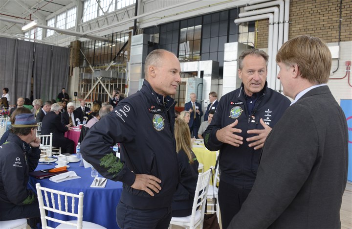 Pilots of solar-powered plane say mission includes promotion of clean technologies