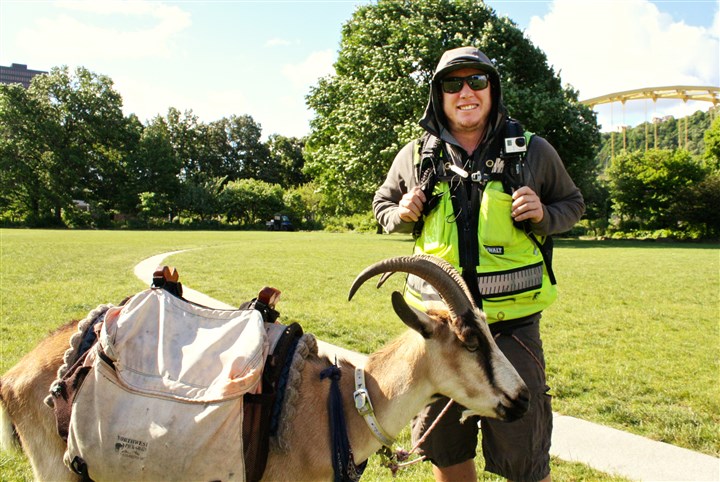 Man walking goat across U.S. pauses in Pittsburgh