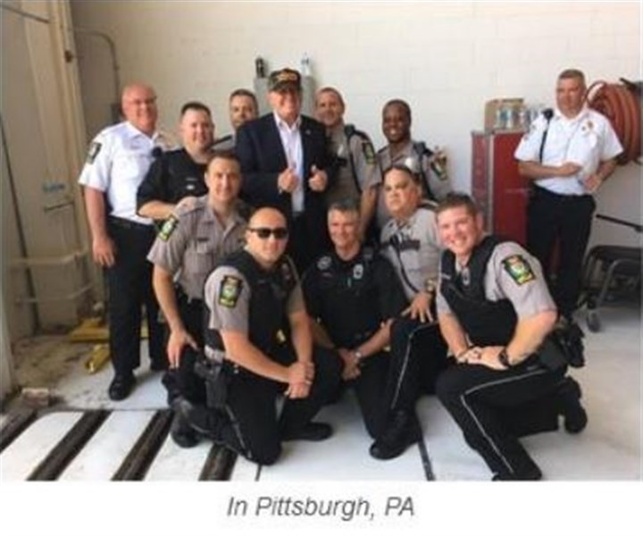 Allegheny County asks Trump campaign to remove photo of candidate with police