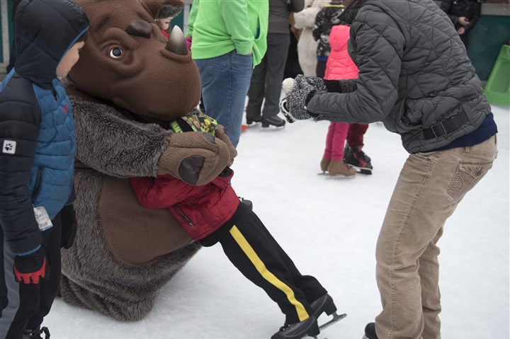 Mascots draw young fans for annual skate