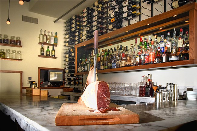  Marble top bar in front of the wine rack at Vivo Kitchen in Sewickley.