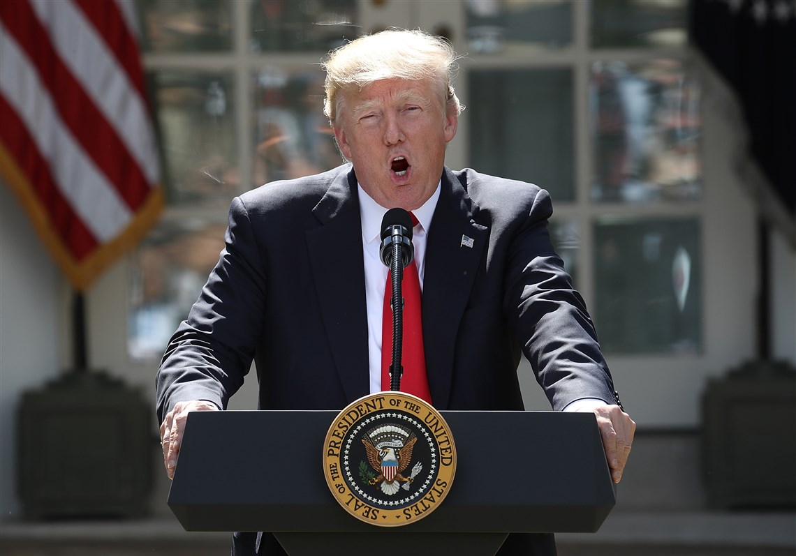 President Donald Trump announces his decision for the United States to pull out of the Paris climate agreement in the Rose Garden at the White House.