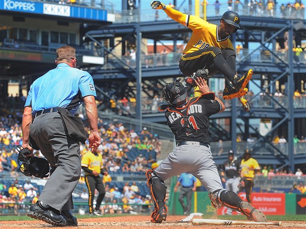 Watch: Andrew McCutchen fails to leapfrog Marlins catcher