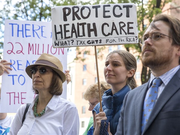 Crowd at Downtown rally hopes to send Sen. Toomey a message about healthcare
