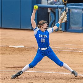 Senior pitcher Mia Preuhs (12) of has Union back in the WPIAL Class 1A playoffs.  (JJ LaBella/For the Post-Gazette)