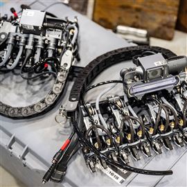 Gecko Robotics was named a top 50 “disruptor” company by CNBC Tuesday, the first time a Pittsburgh company has made the national lineup since Duolingo in 2020. Pictured here: Parts of Gecko's Toka series in their North Side complex on Monday, May 13, 2024. 